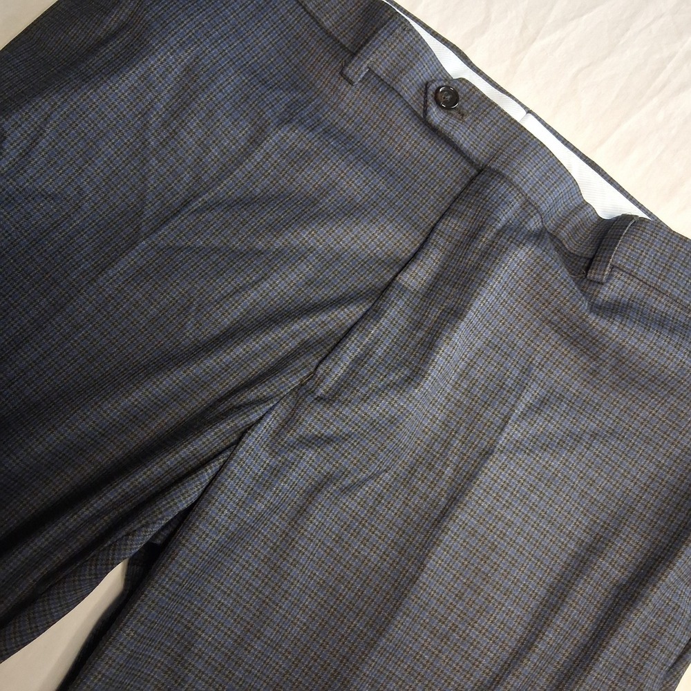 Ralph Lauren‎ Slim Fit Plaid Dress Pants Mens 38W x 30L Gray Blue